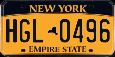 NY license plate HGL0496
