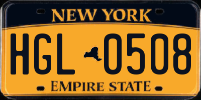 NY license plate HGL0508