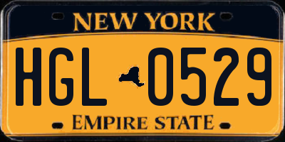 NY license plate HGL0529