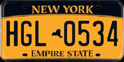 NY license plate HGL0534
