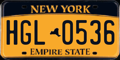 NY license plate HGL0536