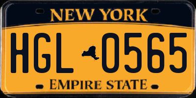 NY license plate HGL0565