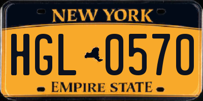 NY license plate HGL0570