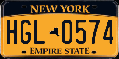 NY license plate HGL0574