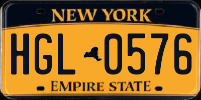 NY license plate HGL0576