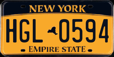NY license plate HGL0594