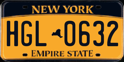 NY license plate HGL0632