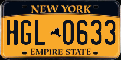 NY license plate HGL0633