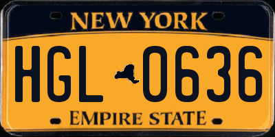 NY license plate HGL0636