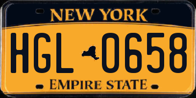 NY license plate HGL0658