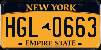 NY license plate HGL0663