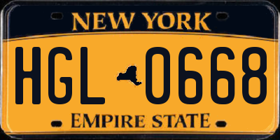 NY license plate HGL0668