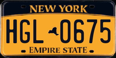 NY license plate HGL0675