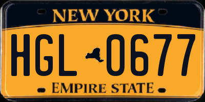 NY license plate HGL0677