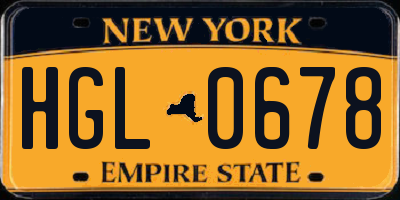 NY license plate HGL0678