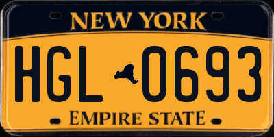 NY license plate HGL0693