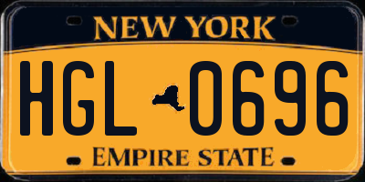 NY license plate HGL0696