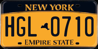 NY license plate HGL0710