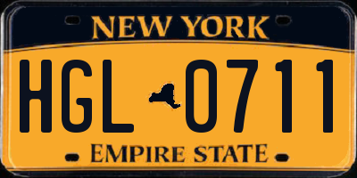 NY license plate HGL0711