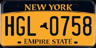 NY license plate HGL0758