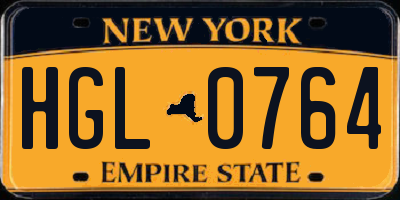 NY license plate HGL0764