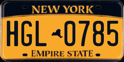 NY license plate HGL0785