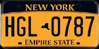 NY license plate HGL0787