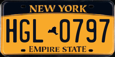 NY license plate HGL0797
