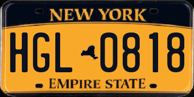 NY license plate HGL0818