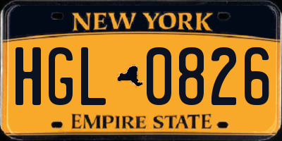 NY license plate HGL0826