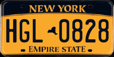 NY license plate HGL0828