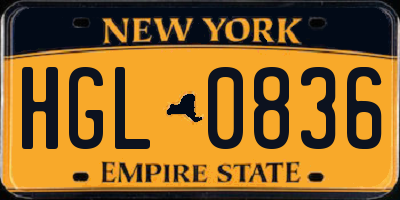 NY license plate HGL0836