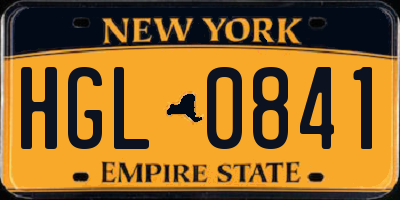 NY license plate HGL0841
