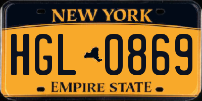 NY license plate HGL0869