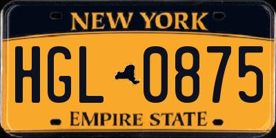 NY license plate HGL0875