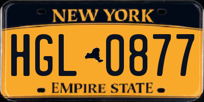 NY license plate HGL0877
