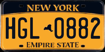 NY license plate HGL0882