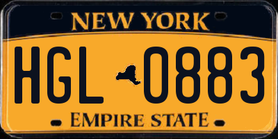 NY license plate HGL0883