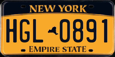 NY license plate HGL0891