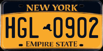 NY license plate HGL0902