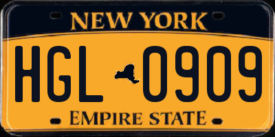 NY license plate HGL0909