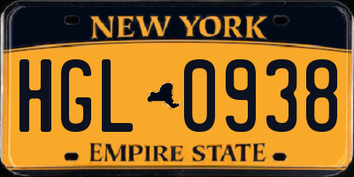 NY license plate HGL0938