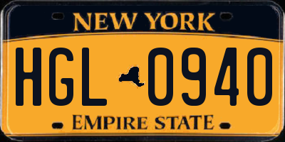 NY license plate HGL0940