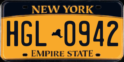 NY license plate HGL0942