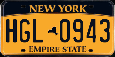 NY license plate HGL0943