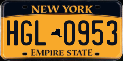NY license plate HGL0953
