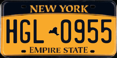 NY license plate HGL0955