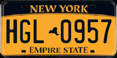 NY license plate HGL0957
