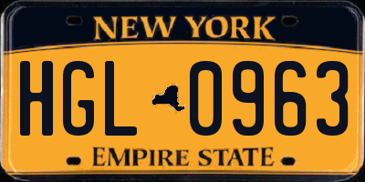 NY license plate HGL0963