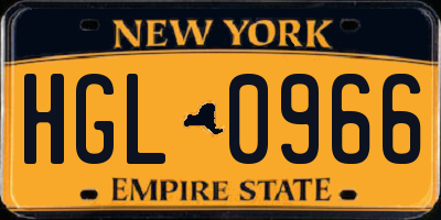 NY license plate HGL0966